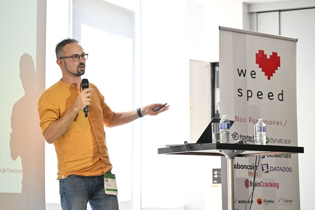 Andrea Verlicchi speaking at We Love Speed, Nantes, 2024